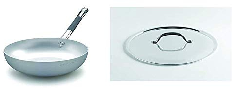 Pentole Agnelli ALMC111BPIC28 Linea Alluminio Induzione Padella Svasata Alta & Agnelli PCMX02928 Coperchio con Ponticello in Acciaio, Alluminio Lucido, 28 cm