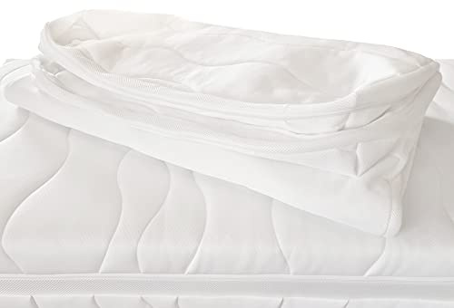 MSS e.K. attraktiver Matratzenbezug Premium | 180 x 200 x 19 cm | Reißverschluss | weiche voluminöse Wattefüllung | Stoffdichte: 465 g/m² | 3D Klimaband | weiß | waschbar 60°C | schadstoffgeprüft