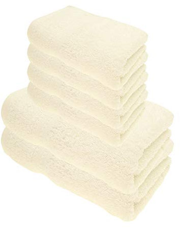 Julie Julsen Bio Duschtuch-Set 6 TLG. 2 Dusch- 4 Handtücher Naturweiß 100% Baumwolle Frotte 550g/m²