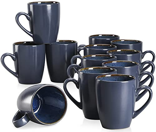vancasso Kaffeetassen Steingut, BUBBLE 12-teiliges Tassen Set, 380ml Kaffeebecher mit Henkel
