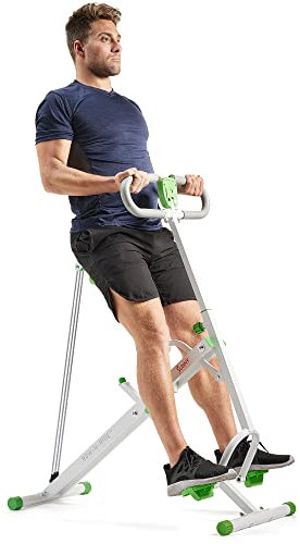 Sunny Health & Fitness Row-N-Ride Squat Assist Trainer für Gesäßmuskeln und Ganzkörper-Cardiotraining mit einstellbarem Widerstand, aufrechtes Row-N-Ride™-Trainingsgerät in Grün – Nr. 077G
