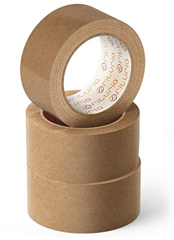 OFITURIA Umweltfreundliches Kraftpapier, Braun, Karosserieband für Verpackung, Bilder oder Versiegelung. Sicher und robust verpackt, (72 mm x 45 m, Kraft, 3 Rollen)