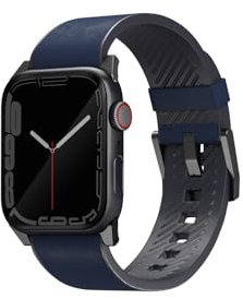 UNIQ Straden Hybrid-Lederband für Apple Watch, wasserdicht, 45 / 44 / 42 mm, Blau