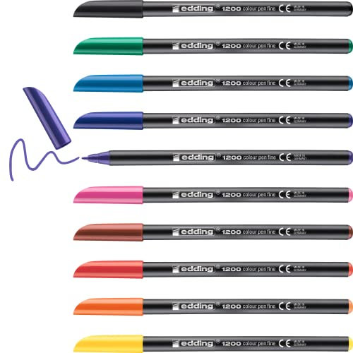 edding 1200 Fasermaler fein - Bibi & Tina® Set mit 10 leuchtenden Farben - Rundfeder 1 mm - Filzstift zum Zeichnen und Schreiben - Pinselstifte zum Zeichnen, Schreiben, Ausmalen, Skizzenstifte