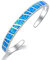 KhuWan Blauer Feueropal Stein offene Armreifen versilbert verstellbare minimalistische Armbänder Schmuck Mädchen und Frauen