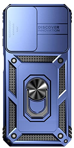 JIAFEI Case for Xiaomi Redmi A1/Xiaomi Redmi A2, Heavy Duty Army Dual Layer Anti-Scratch Shockproof Hard PC/TPU Cover, with Slide Camera Cover and Ring Kickstand, Blue