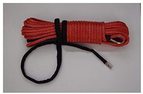 BAtlam Synthetisches Windenseilkabel Rot 3/8 * 100 Fuß Synthetisches Seil, Synthetisches Windenkabel, 3/8 Offroad-Seil, Abschleppseil mit Schwerer Struktur