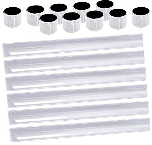 O-Kinee Reflektorband 16pcs,Schnapparmband Reflektor,Reflektorbänder Schnapparmbänder reflektorband Klatscharmband Sicherheitsband für Jogger und Radfahrer(Weiß 16pcs)