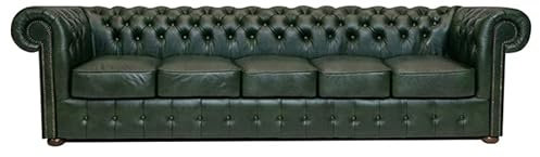Chesterfield Bank Class Leder | 5-Sitzer | 2 bis 4 Wochen Lieferzeit (Cloudy Grün)