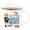 Emaille Becher Blechbecher - Tasse - Tatü Tata Großer Bruder Feuerwehrmann Sam I Großer Bruder werden - 300 ml - Weiß Silber - feuerwehrtasse feuerwerhman feuerwehr trinkbecher feuerwhrmann