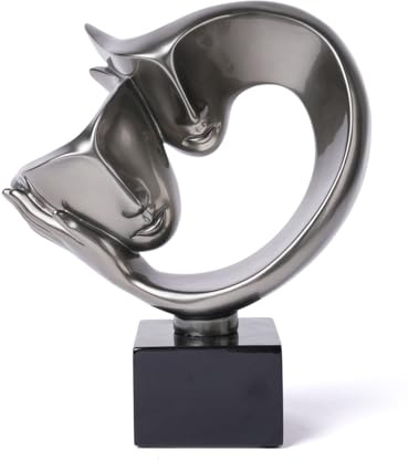 NENBOLEC Küssendes Paar Statue Abstrakte Skulptur Moderne Heim Deko 27cm | Glänzend Metallische Polyresin Romantische Figur Handgefertigte Geschenk für Schlafzimmer Wohnzimmer Esszimmer