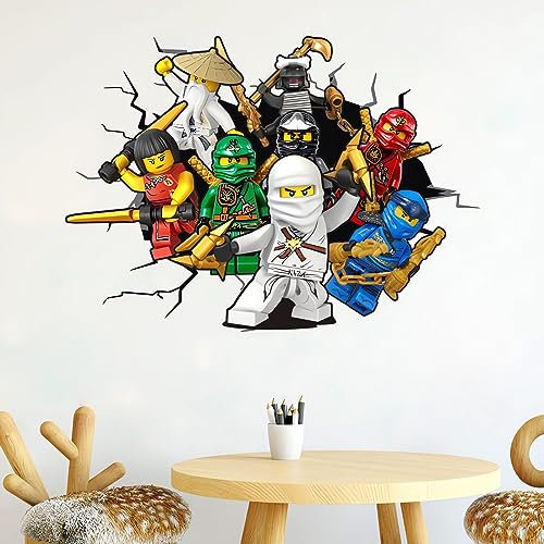 Grenric Anime Ninja Art Wandaufkleber für Kinder, 3D-Cartoon, DIY, selbstklebend, entfernbar, für Kinderzimmer, Hintergrunddekoration