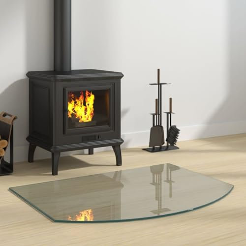 Toshilian Kaminmatte, Feuerschutzplatte, Glasplatte für Kamin, 80 x 60 cm, transparent, gehärtetes Glas, Modern