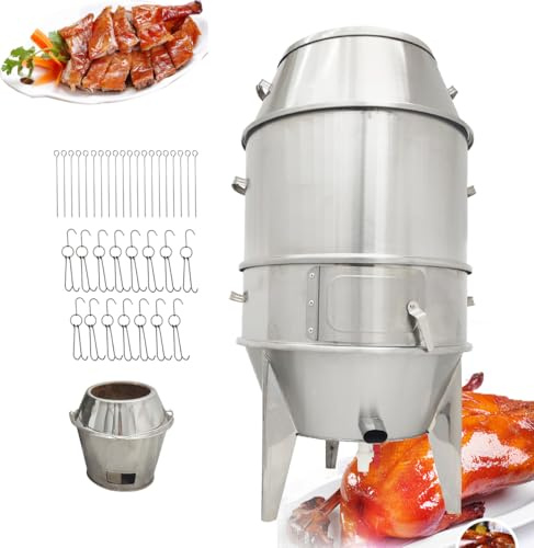 EQCOTWEA Charcoal Duck Roaster Oven 23.6x23.6x53in Stainless Steel Roasting Machine Grill Roast Oven for Beking Duck Chicken Pig BBQ Commercial Barbecue for Home Restaurants & Catering