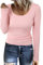 Aottori T-Shirts à Manches Longues Femme Coupe Classique Tee Shirt Décontracté Chic élégant Sweatshirt Blouse Casual Tunique Tops Rose XL