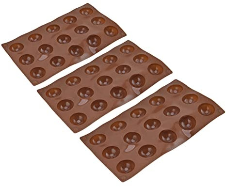 Molde para Hornear, 3 Piezas Práctico Molde de Media Esfera de 15 Agujeros Silicona Flexible Resistente Al Calor para Pudín de Chocolate