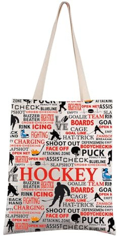 FEELMEM Hockey Player Inspirational Gift Ice Hockey Team Gifts Hockey Tote Bag Gift for Ice Hockey Lovers Graduation Gift