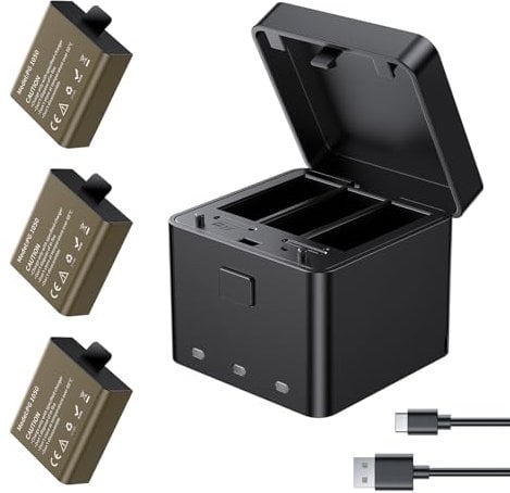 AKASO 3 x 1050mAh Replacement Batteries with 3-Channel Charger for EK7000/ EK7000 Pro/Brave 4 Action Camera