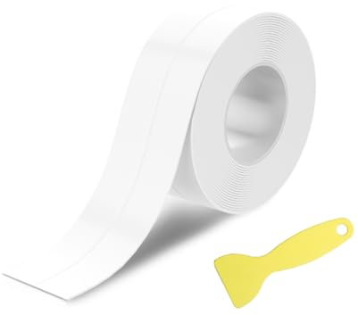Bath Sealant Tape Self Adhesive Sealing Strip Waterproof Sealing Tape Simple Seal Tape Caulk Strip Anti Mould with Sealing Tool for Kitchen, Bathroom, Toilet, Shower, Wall Corner (White)