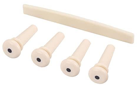 Verbessern Sie den Klang Ihrer akustischen Bassgitarre mit cremefarbenen Stegstiften und Sattel-Set aus Kunststoff, Ersatzteile für 4-saitige Gitarren, Gewicht und ABS-Kunststoffmaterial, einfach zu