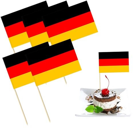 ZGDEIWGF 100 Pièces Drapeaux Cure-Dents Allemands, Drapeaux Allemands, Drapeaux Alimentaires, Décorations De Drapeau, Décorations De Cupcakes, Mini Drapeaux Cure-Dents