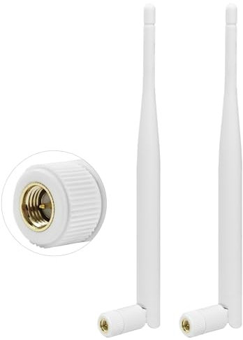 2-Pack External WiFi Antenna Dual Band WiFi 2.4GHz 5GHz 5.8GHz 6dBi SMA Male Aerial Antenna Replacement for WiFi Router Range Extender Gateway Wireless Mini PCI Express PCIE Network Card USB Adapter