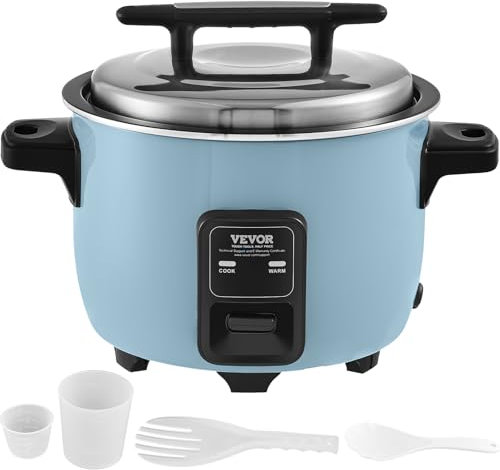 VEVOR Cuiseur à Riz Commercial, Auto-cuiseur de Riz 60 Tasses 13 Litres, Pot Intérieur Antiadhésif, Cuisson Rapide et Maintien au Chaud 24 Heures, avec Verre Doseur et Spatule, pour Restaurant