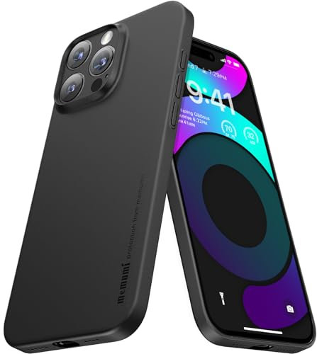 memumi 0.3mm Ultra Slim Case for iPhone 16 Pro, Matte Finish Case with Full Camera Protection, Anti-Scratch and Fingerprint Resistant Cover, Support Wireless Charging Black