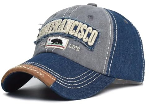 Sporty Baseballcap San Francisco Kalifornien USA Vintage Style Cap Herren Damen (Navy/Grau)