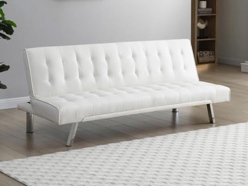 Vente-unique-Schlafsofa Klappsofa - Kunstleder - Weiß - Guillaume