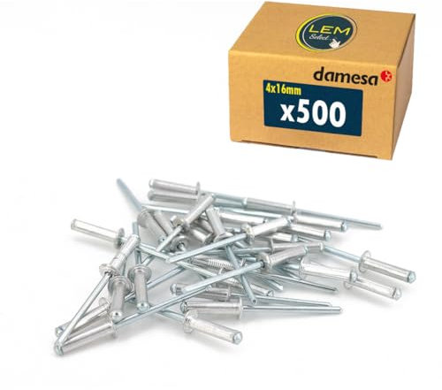 Lote de 500 remaches pop ciego floreciente flor estallada cabeza plana aluminio/acero 4 x 16 mm