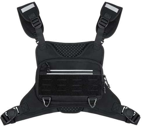 flintronic Outdoor Chest Bag, Lightweight Chest, Security Travel Pouch, Vest Chest Bags, Sport Chest Pocket Bag Adjustable Belt, for Outdoors Workout Hiking Men Women