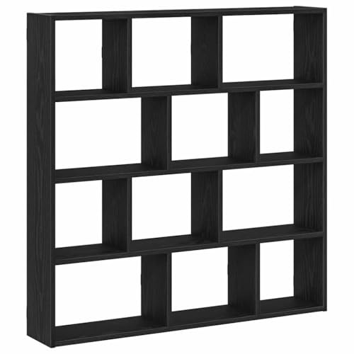vidaXL Wall Cube Shelf 12 Compartments Black Engineered Wood