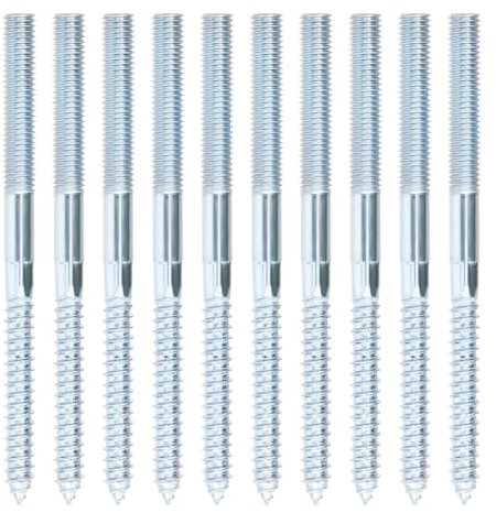 10 Pièces Vis de Cheville Double Filetage, Boulons de Suspension Torx M10*140mm, Fixation Sans Tête Zinguée, Vis à Tête Double Autotaraudeuses, pour Canapé/Mains Courantes de Meuble/Travail du Bois