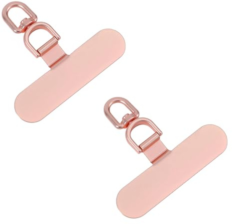 Gosknor 2St Universell Handyhalterung Patch, Oval Handy Lanyard Patch Telefon-Patch aus Metall Klebefrei Handy Lanyard Pads für Vollflächig Abdeckende Handyhüllen (Rosa)
