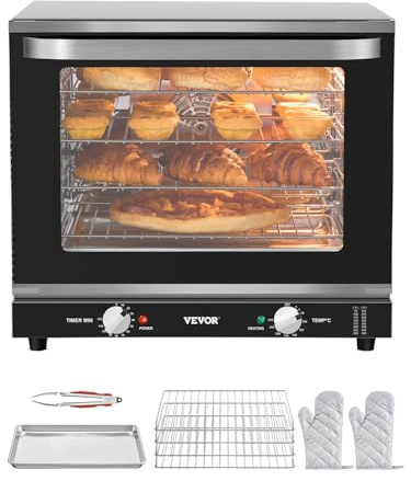 VEVOR Commercial Countertop Oven, 66L 4-Tier Toaster Ovens with Tempered Glass Door, Wire Racks & Tray, 2800W Stainless Steel Baking Ovens for Restaurant Bakery (AC208~240V,60Hz, 6-20P Plug & Outlet)