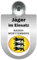 Alu-Dienstschild Jäger im Einsatz 10x16 cm, für Auto Fahrzeug Windschutzscheibe mit Saugnapf für Frontscheibe (Baden-Württemberg)