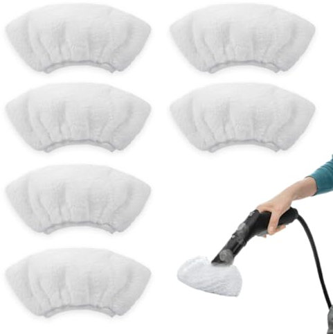 DWFEYOI Panni in microfibra per pulitore a vapore - Set 6x panno per pulire vetri interni auto - Strofinacci ricambi 19x8cm Stracci lavabili - bianco,vaporella pulitore vapore casa