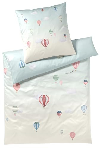 elegante Mako-Satin Bettwäsche Balloon hellgrün Natur 1 Bettbezug 135 x 200 cm + 1 Kissenbezug 80 x 80 cm