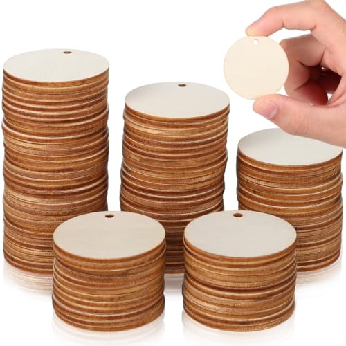 IMIKEYA Leere Runde Holzscheiben Mit Loch 4.00 cm 100 Stück Naturholzscheiben Unfertige Holzscheiben Zum Basteln Anhänger Für Pflanzenetiketten Diy-Handwerkdekoration Hochzeits- Und Wohnkultur