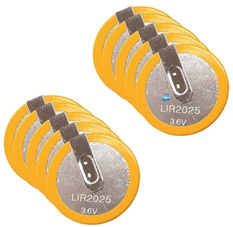 Simpletek - 10 pilas LIR2025 de 3,6 V, compatible con mando a distancia clave para E46, E39, X3, X5, E38