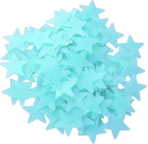 *** 100 blaue Sterne am Himmel – im Dunkeln leuchtend – leuchtender 3D-Wandaufkleber – Kinderzimmer – 100 Stück – von Heble® ***