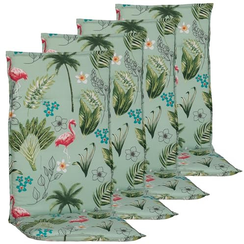 NYVI Hochlehner Auflagen Rio 120x48 cm 4er Set - Flamingo - Gartenstuhl Sitzauflage mit 5 cm Sitzpolster - Bequem, Robust, Pflegeleicht