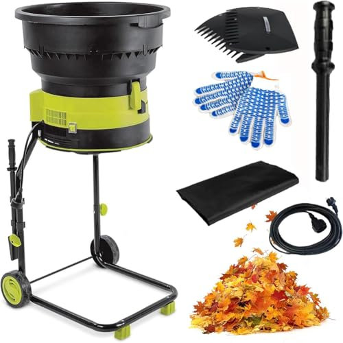 2500W Elektro-Seilhäcksler Ohne Messer, Gartenhäcksler Ohne Messer, Einstellbare Partikelgröße, 8000rpm Häcksler, Trichterdurchmesser 54cm, Überhitzungsschutz, Für Gartenlaub, Hofreinigung, Kompostier