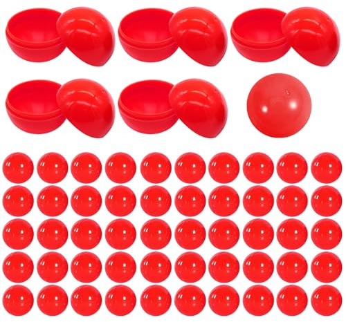 Piuluvor® 50 Stück Tombola Bälle, Lotterie Bälle 3cm Teilbare Plastikkugeln Bingo Ball Kugeln zum Befüllen für Partygeschenke Bingo Spiel Festliche (Rot)