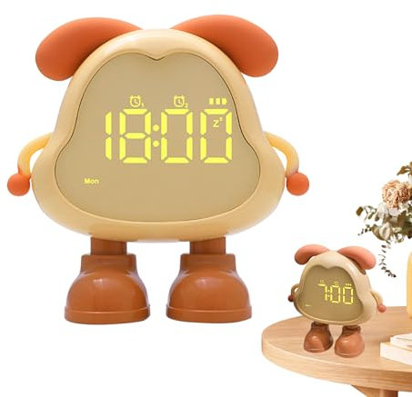 Kinder-Wecker in Hundeform, tragbares Nachtlicht-Schlaftrainer, 12,5 x 4,6 x 12,3 cm, bezaubernde multifunktionale Schreibtischuhr für Kinder, Schlafzimmer, Arbeitszimmer, Wohnzimmer, Dekoration