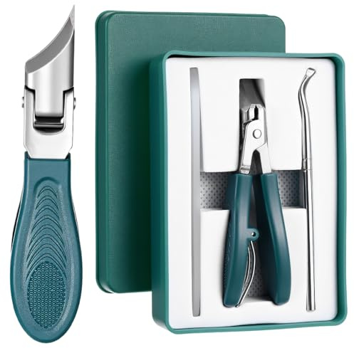KFHENSOMR Beak Beveled Nail Clippers Professional Anti-Splash Slanted Nail Clipper Wide Jaw Opening Edge Nails Clippers Long Handle Oblique Slanted Toenail Clipper for Men Women (Green)