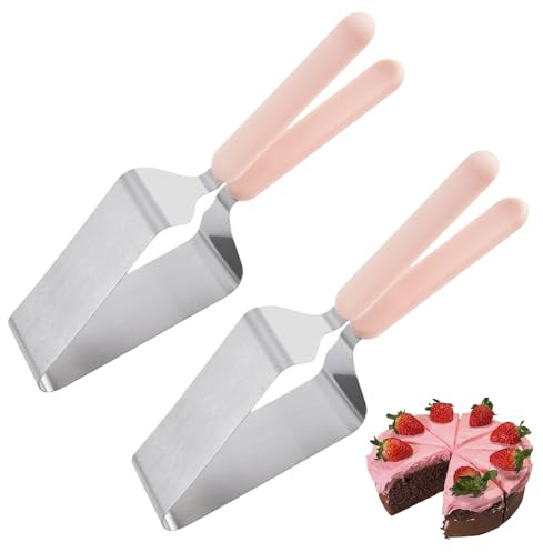 Mafagwre 2Pcs Cake Slicer Tool, Stainless Steel Cutter Tongs, Cake Pastry Divider, Adjustable Cutting Tool Clamp for Serving Pies, Pastries, Desserts, Breads (A)