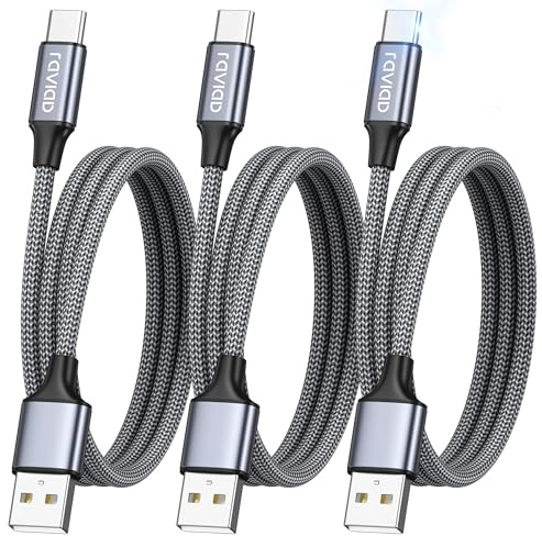 RAVIAD USB C Kabel 2M 3Stück 3.1A Ladekabel USB C Schnellladekabel USB C | Nylon USB C Ladekabel für iPhone 17 16 15 Pro Max, Pad Pro, Galaxy S25 S24 S23 Ultra, MacBook, Huawei P60 P50, Google Pixel
