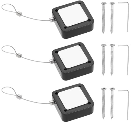 PATIKIL 6.6ft (2M) Retractable Remote Control Cable Tether 2N,3PCS,Black | Remote Control Security Lanyard Lock,Adjustable Locking Leash,with Rope Locks,for TV Tablets Showroom